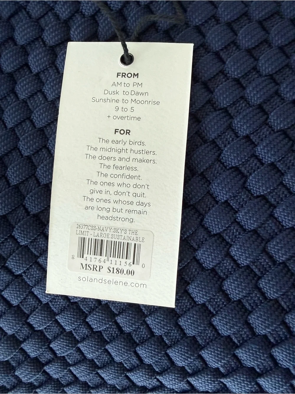 Braided Tote Bag in Navy Blue - Picture 6 of 7